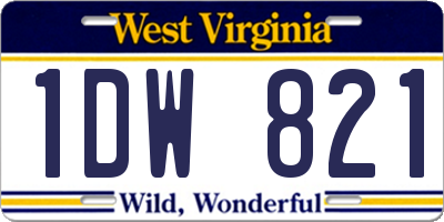 WV license plate 1DW821