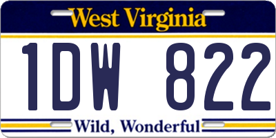 WV license plate 1DW822