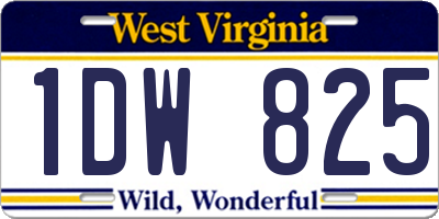 WV license plate 1DW825