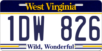 WV license plate 1DW826