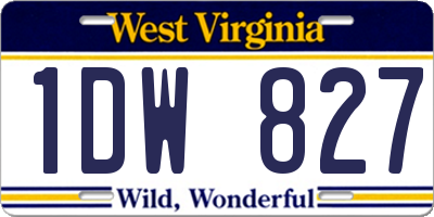WV license plate 1DW827