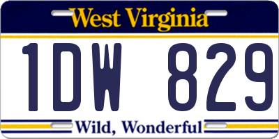 WV license plate 1DW829