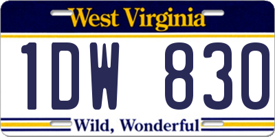WV license plate 1DW830