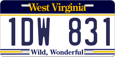 WV license plate 1DW831