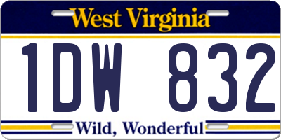 WV license plate 1DW832