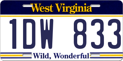 WV license plate 1DW833