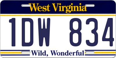 WV license plate 1DW834
