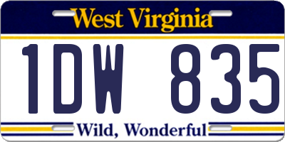 WV license plate 1DW835