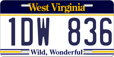 WV license plate 1DW836