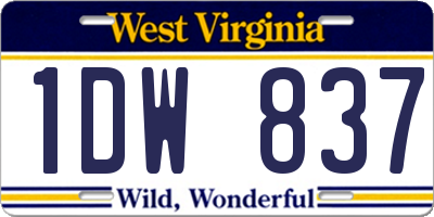 WV license plate 1DW837