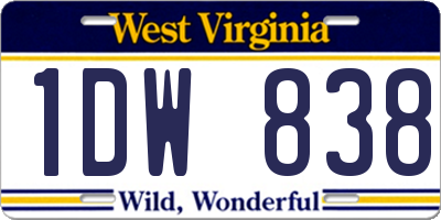 WV license plate 1DW838