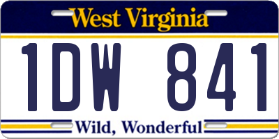 WV license plate 1DW841