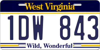 WV license plate 1DW843