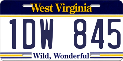 WV license plate 1DW845