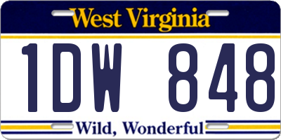 WV license plate 1DW848