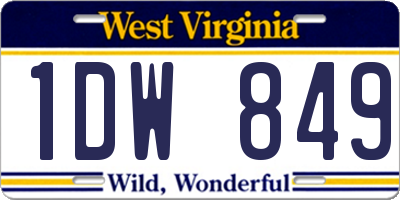 WV license plate 1DW849