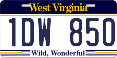 WV license plate 1DW850