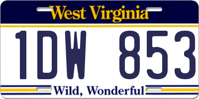 WV license plate 1DW853