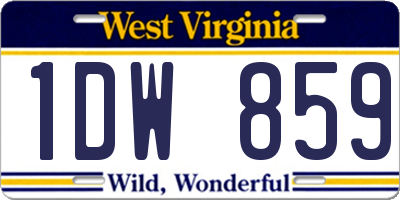 WV license plate 1DW859