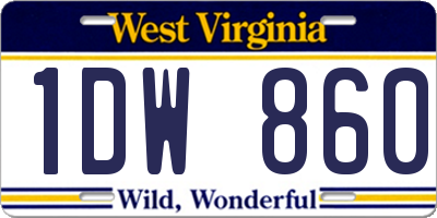 WV license plate 1DW860