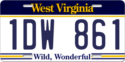 WV license plate 1DW861