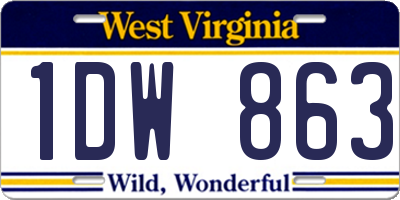 WV license plate 1DW863