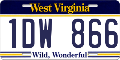 WV license plate 1DW866