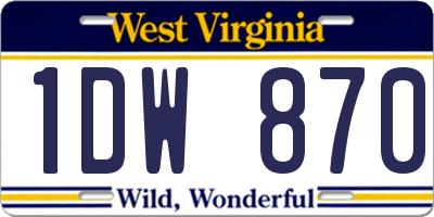 WV license plate 1DW870