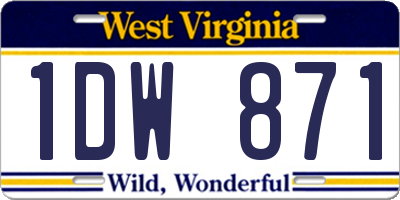 WV license plate 1DW871