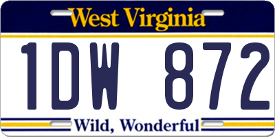 WV license plate 1DW872