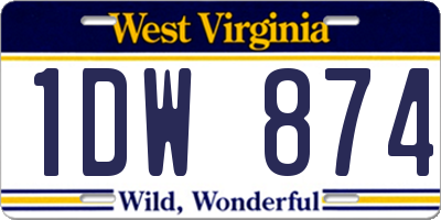 WV license plate 1DW874