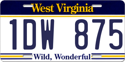 WV license plate 1DW875