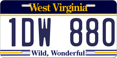 WV license plate 1DW880