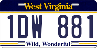 WV license plate 1DW881