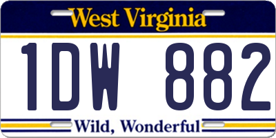 WV license plate 1DW882