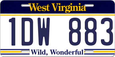 WV license plate 1DW883