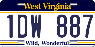 WV license plate 1DW887