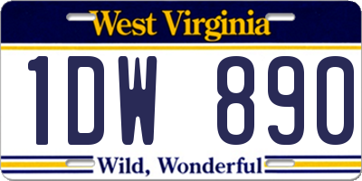 WV license plate 1DW890