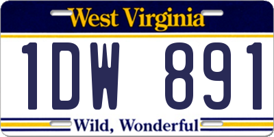WV license plate 1DW891