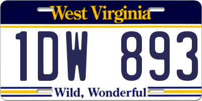 WV license plate 1DW893