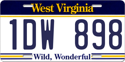 WV license plate 1DW898