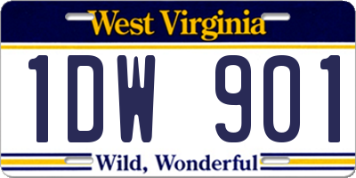 WV license plate 1DW901