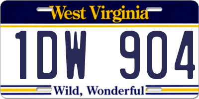 WV license plate 1DW904