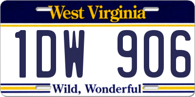 WV license plate 1DW906