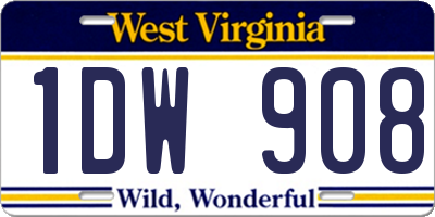 WV license plate 1DW908