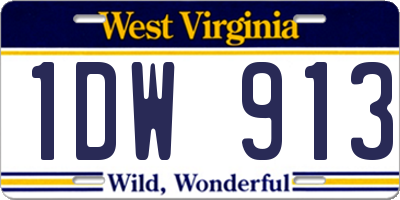 WV license plate 1DW913