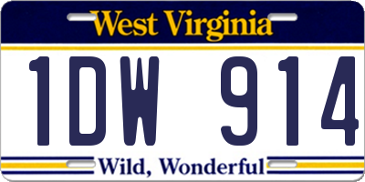 WV license plate 1DW914