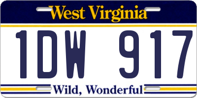 WV license plate 1DW917