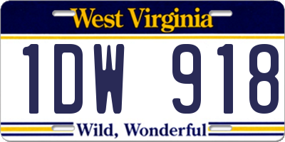 WV license plate 1DW918