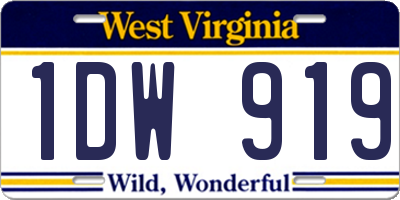 WV license plate 1DW919